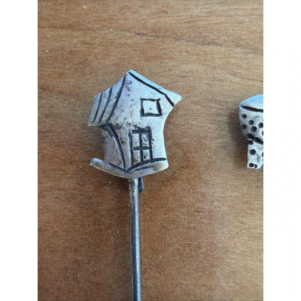 Vintage 925 Sterling Silver Figural Cocktail Picks –‎ Man, Drum, Blanket & House